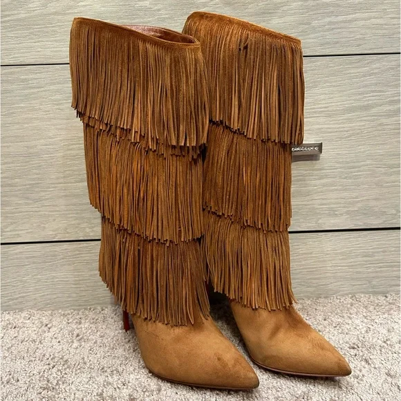 Christian Louboutin | Shoes | Brown Suede Fringe Christian  display picture 2